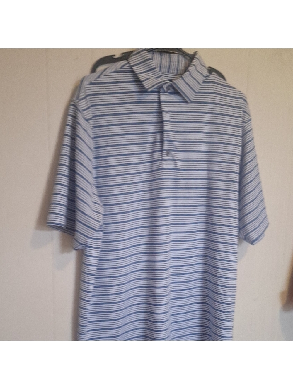 Men's Blue Striped Polo Shirt